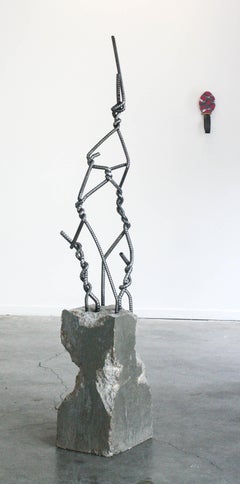 Don't Get It Twisted- Concrete, Steel, Gray, Dark, Freestanding Sculpture, Large