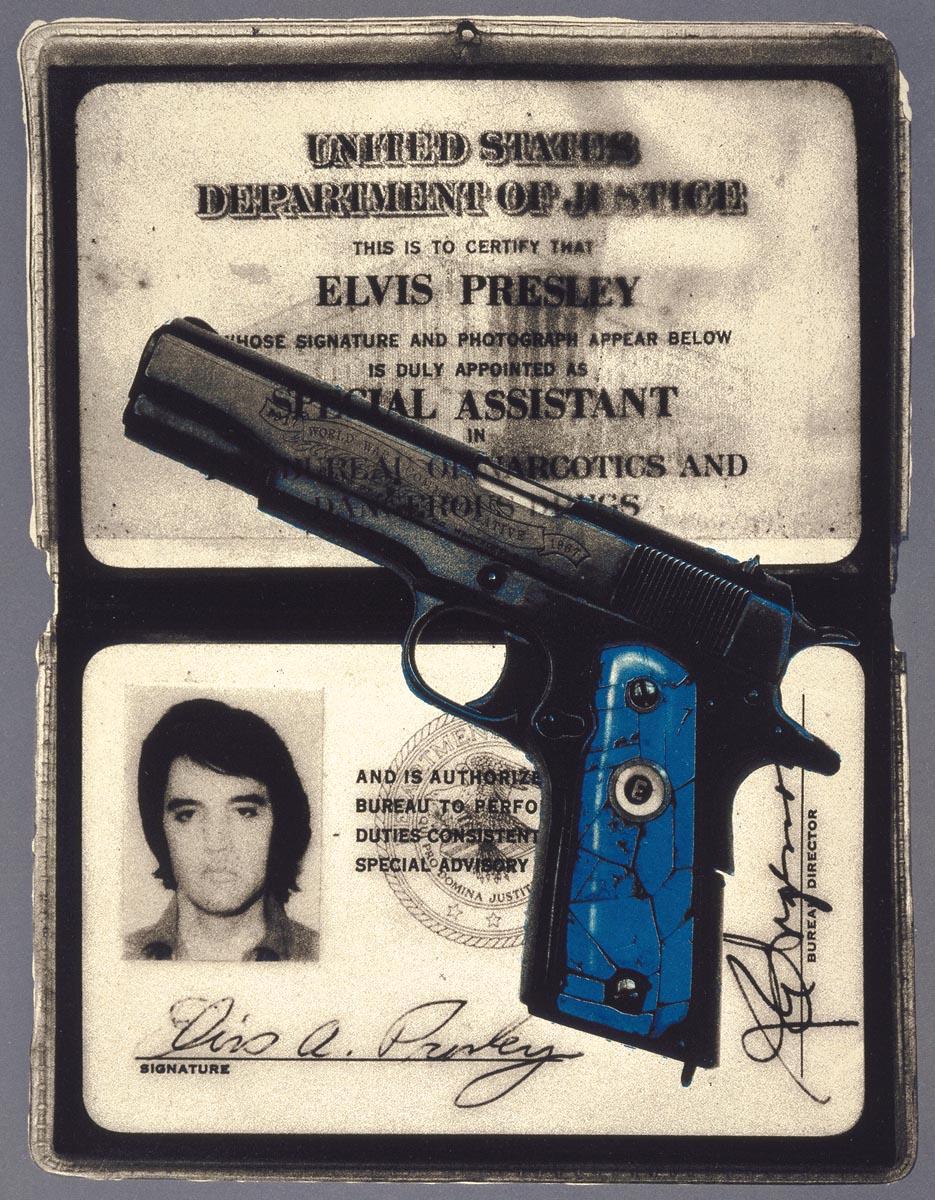 Jeff Scott Color Photograph - Object of Authority, (Elvis’s Federal Narcotics Badge and Pistol)