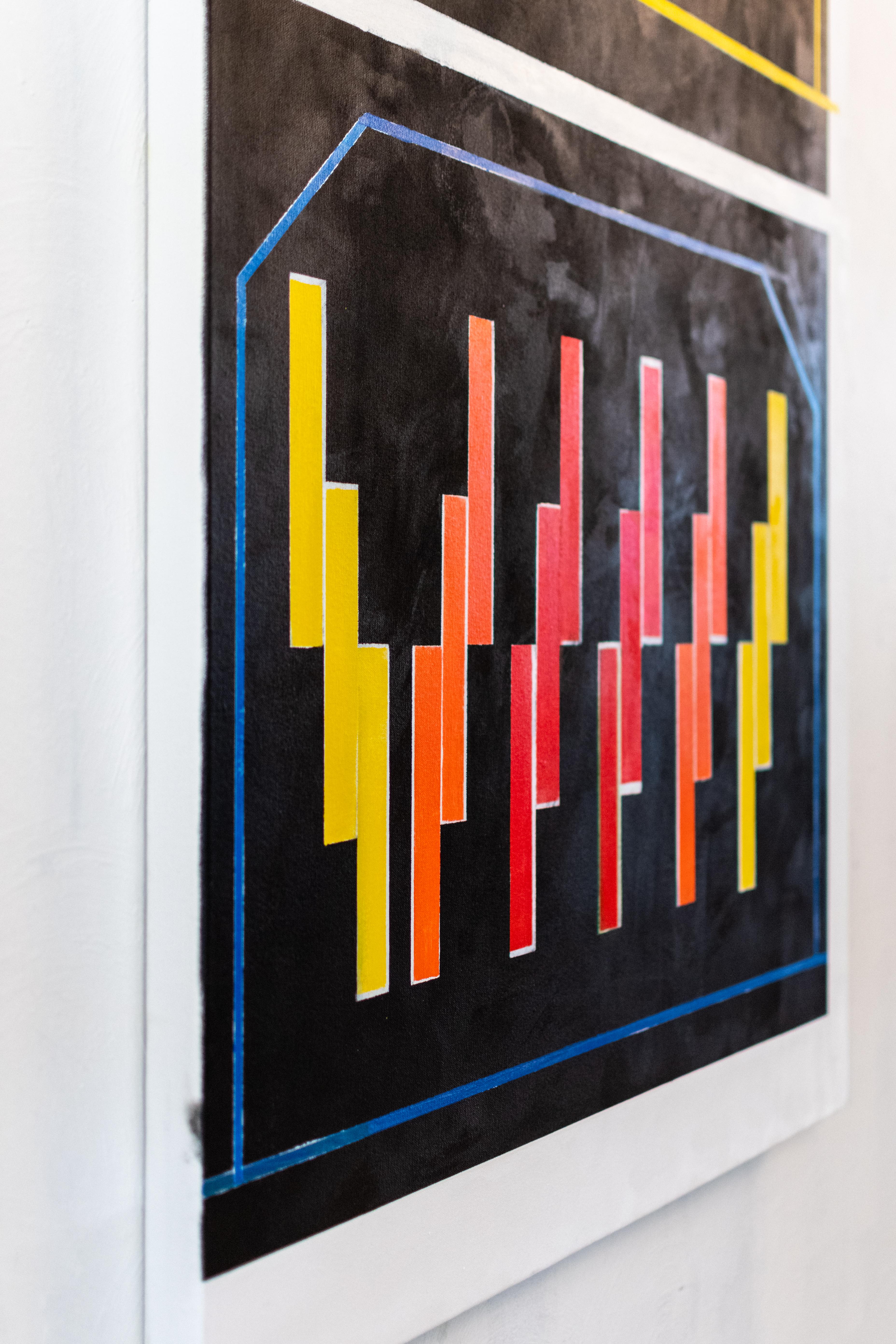 The Edge of Town//Abstract Geometric - Black Abstract Painting by Brian Edmonds