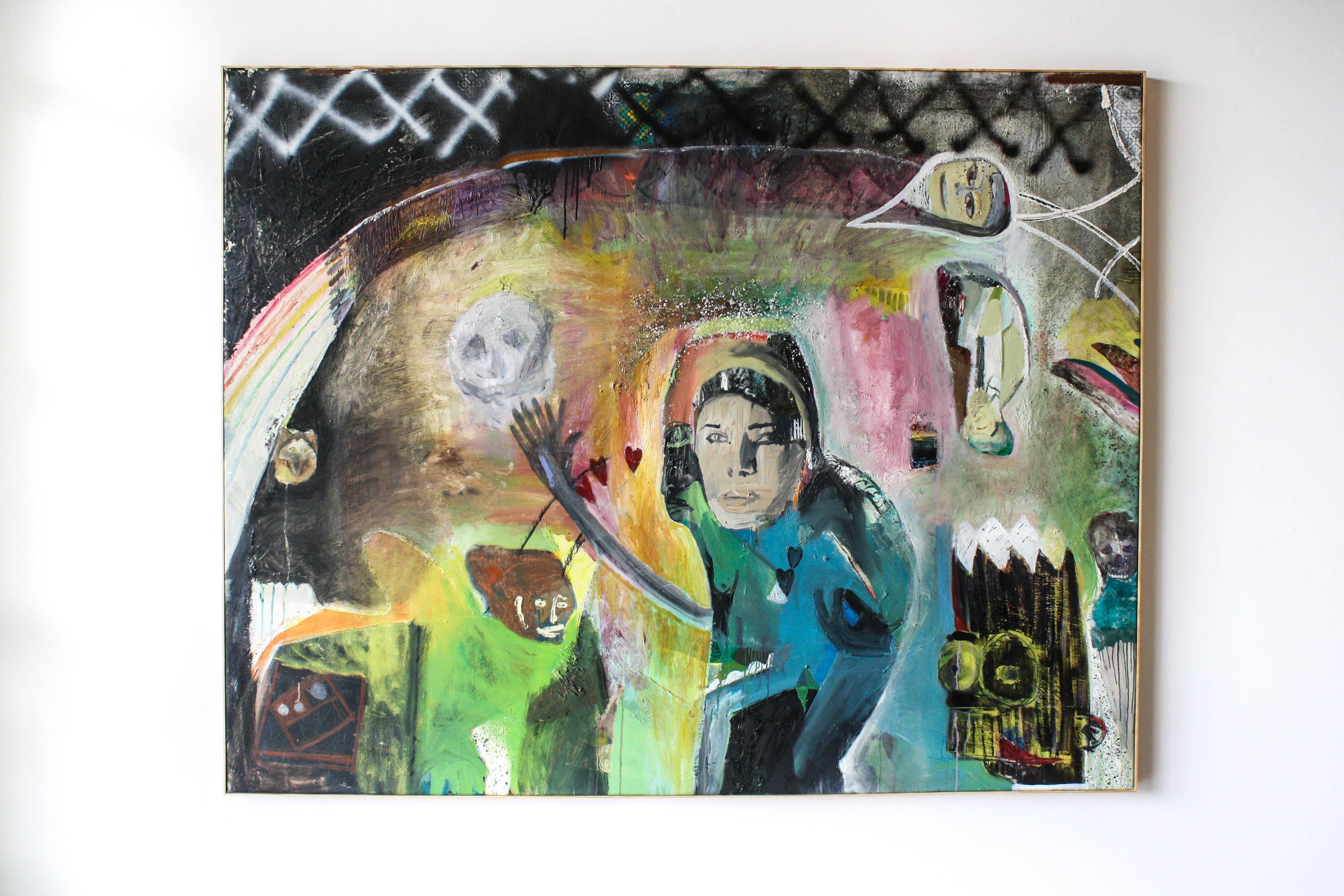 The Very Last Day- Acrylic, Canvas, Oil, Spray Paint, Portrait, Figure, Abstract - Painting by John Paul Kesling