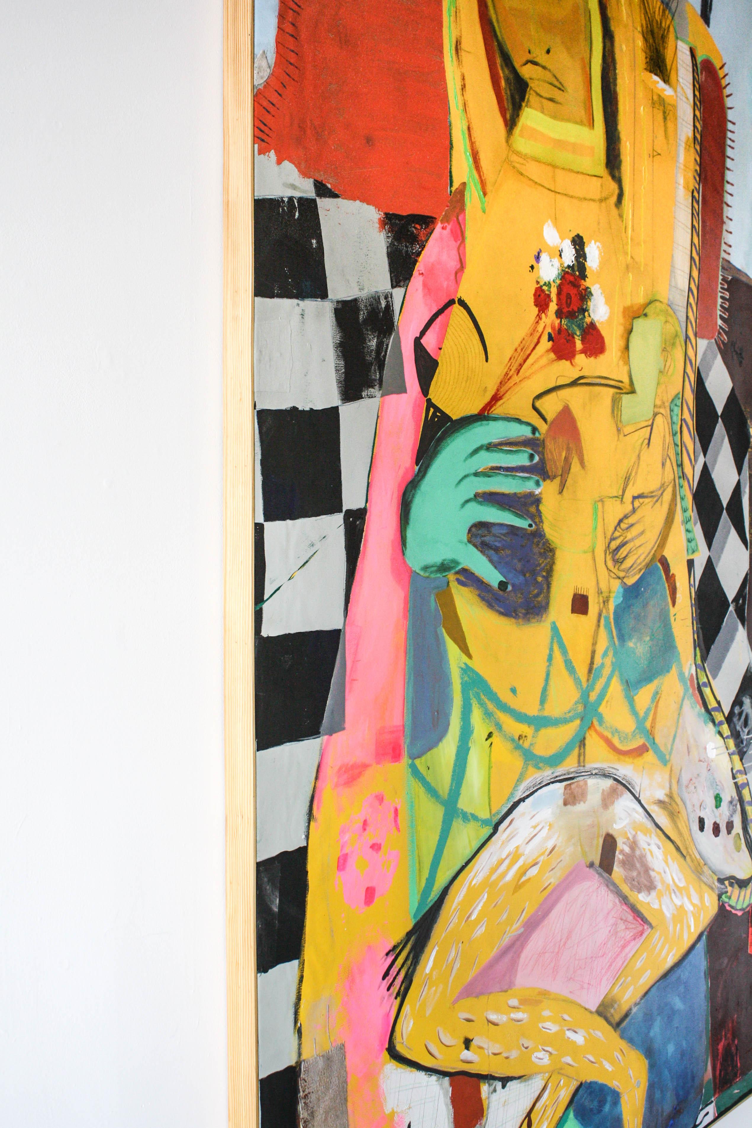 Piet (Brenda)-Acrylfarbe, Leinwand, Holzkohle, Stoff, Pastell, Bleistift, Porträt (Abstrakter Expressionismus), Painting, von John Paul Kesling