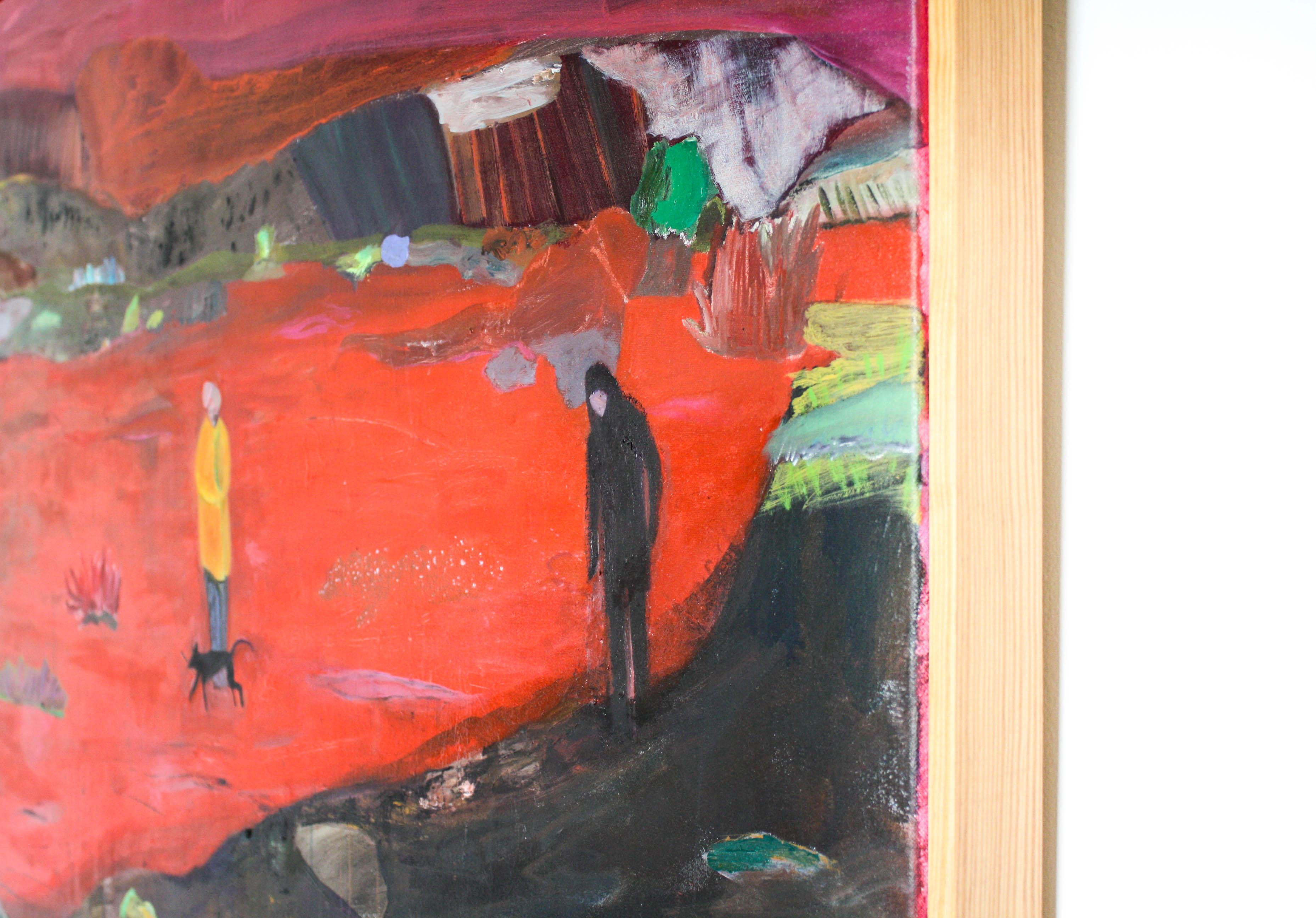 Trout Farm - Pink Abstract Painting by John Paul Kesling