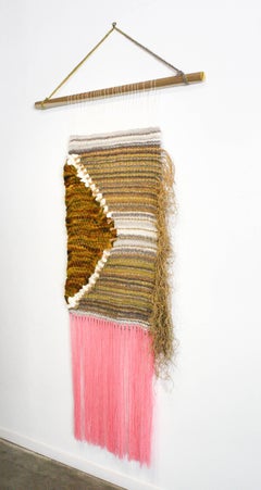 Unconditional- Mixed Media, Cotton, Thread, Woven Wall Hanging, Sculpture, Pink