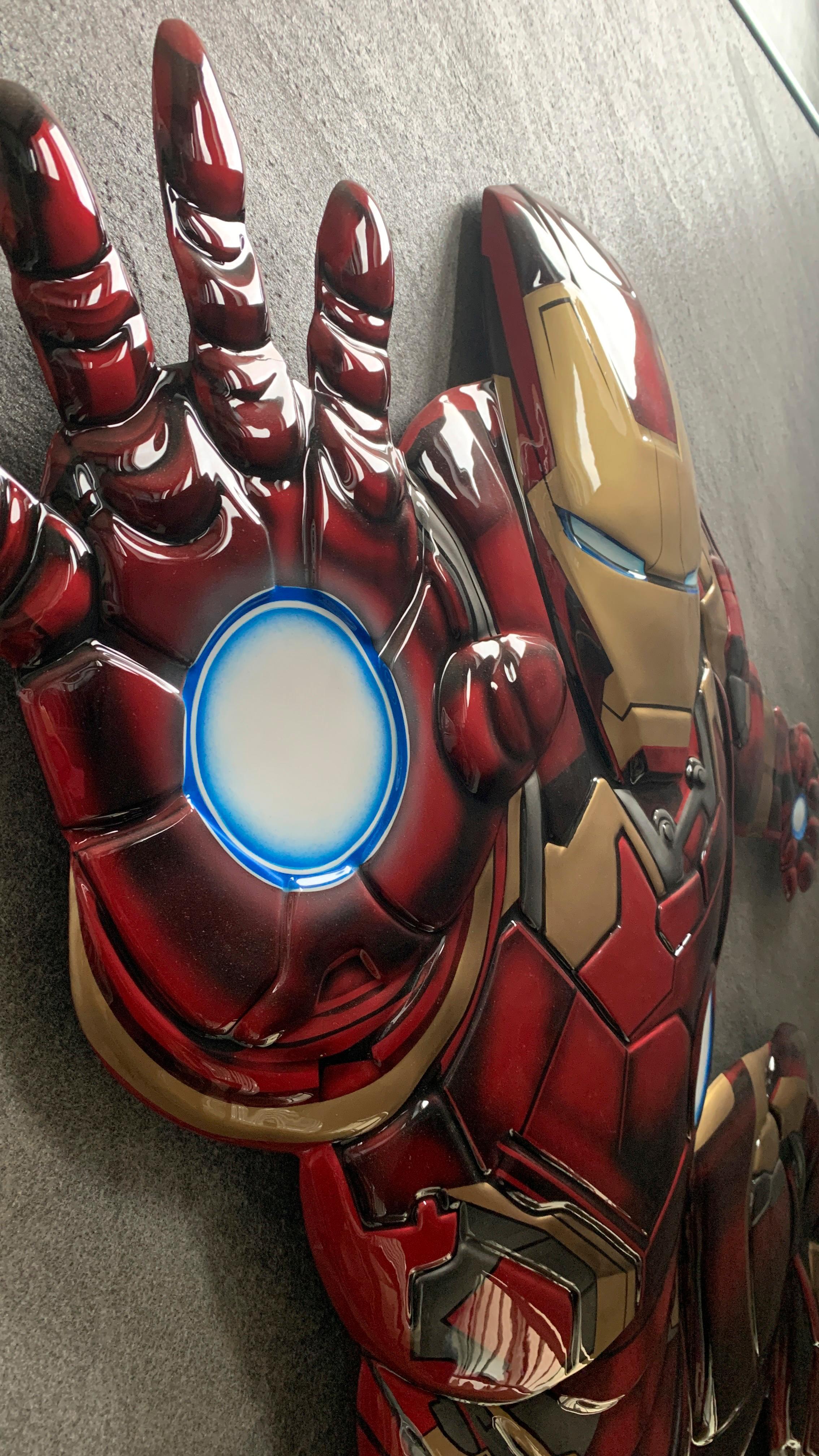 Iron Man, Mixed Art, Pop Art, Stahl, Marmor, 3D-Kunst im Angebot 2