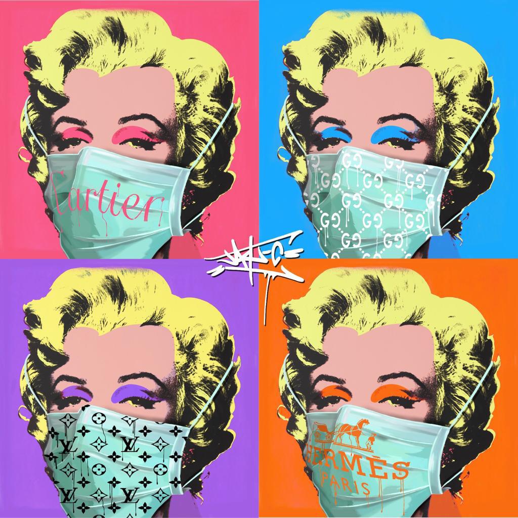 Jay-C Portrait Print - Social Status in Corona times II, Marilyn Monroe, Street Art, Pop Art, 
