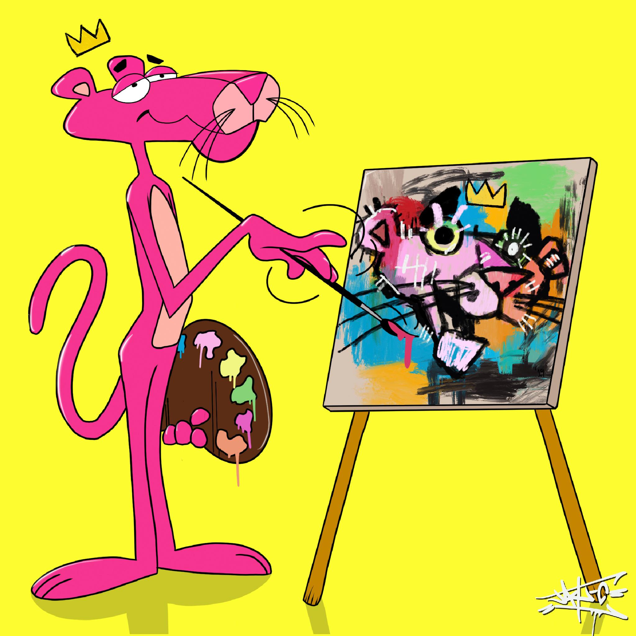 Jay-C Portrait Print - The King is dead long live the King I, Street Art, Pop Art, Pink Panther