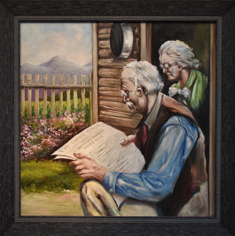 George Traub Landscape Painting - "Another Pioneer Passes Away"  Great painting. Western Ranch Cowboy themed