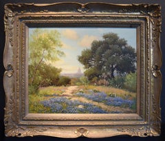 "Capitol of Texas in Blue"  Oak Trees, Bluebonnets Native Texas scene