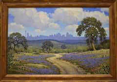 "San Antonio Skyline in Bluebonnets"  Texas landscape