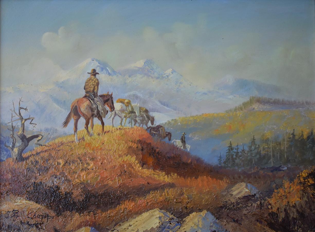 Bill Chappell Landscape Painting - "Heading For the Hi Country"  Colorado Rocky Mountains Cowboy Scene