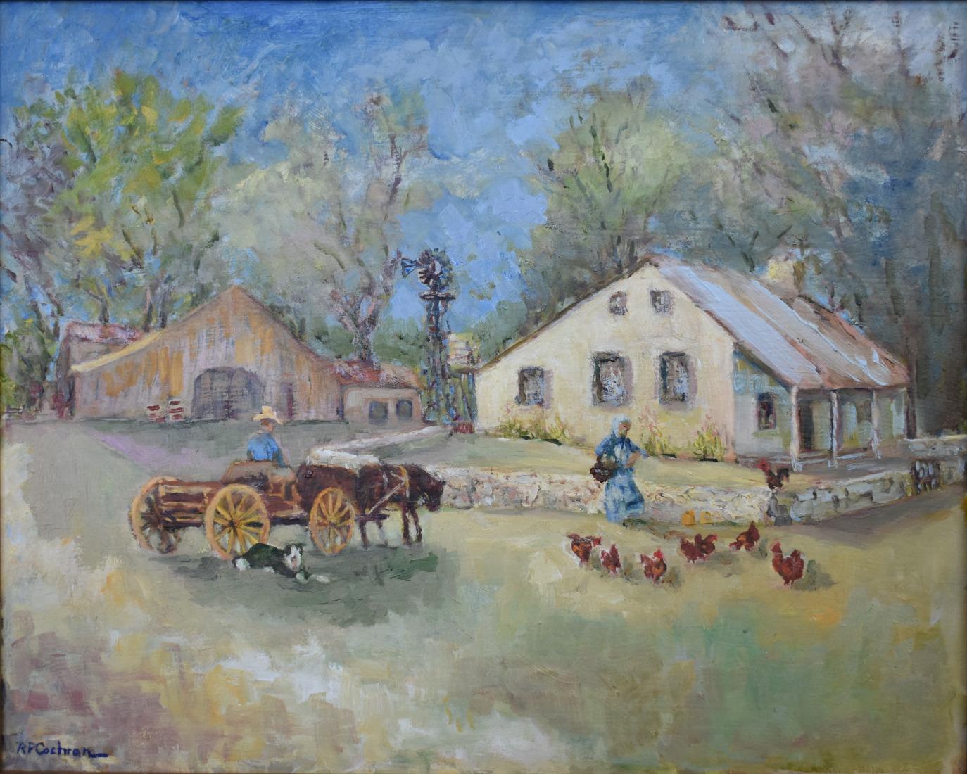 Landscape Painting di R.P. Cochran - "Casa del Ranch"