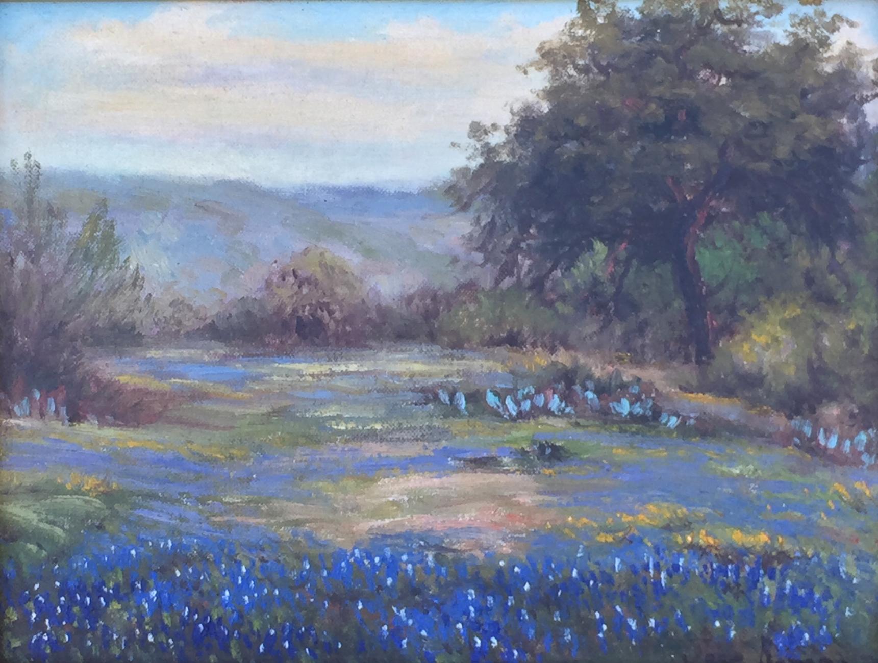 Jose Ramos Landscape Painting - "TEXAS BLUEBONNETS"  IN THE TEXAS HILL COUNTRY