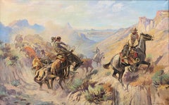 "CATTLE DRIVE"  WESTERN TEXAS EL PASO ARTIST COWBOYS CANYON ROUNDUP 1940s HORSES