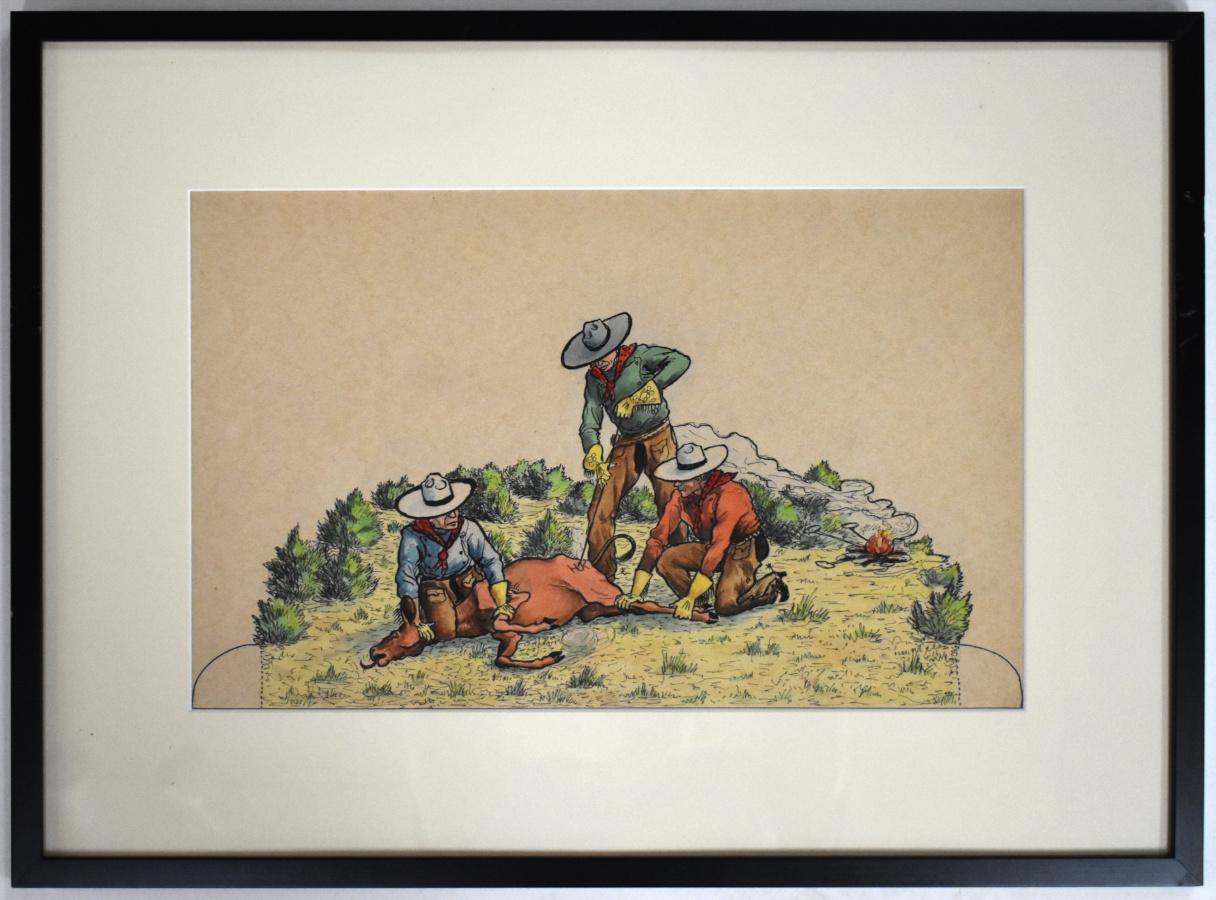 "SET OF 5 ILLUSTRATIONS FROM THE COWBOYS OF CUTOUT RANCH"