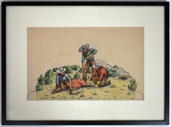 Antique "SET OF 5 ILLUSTRATIONS FROM THE COWBOYS OF CUTOUT RANCH"