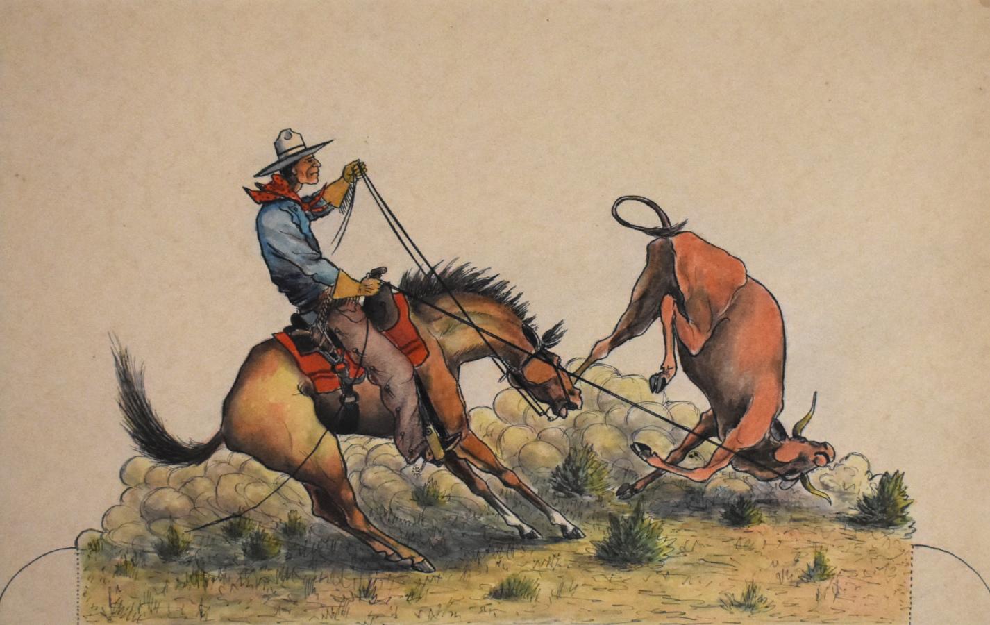 „SET OF 5 ILLUSTRATIONS FROM THE COWBOYS OF CUTOUT RANCH“ im Angebot 3