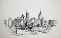 "DALLAS SKYLINE" ILUSTRACIÓN / DIBUJO PARA EL LIBRO "Cinco años hacia adelante"  1961