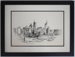 "DALLAS SKYLINE" ILLUSTRAZIONE / DISEGNO PER IL LIBRO "Cinque anni avanti"  1961