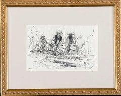 "Border Trading" Dated 1990 Pen And Ink Sketch