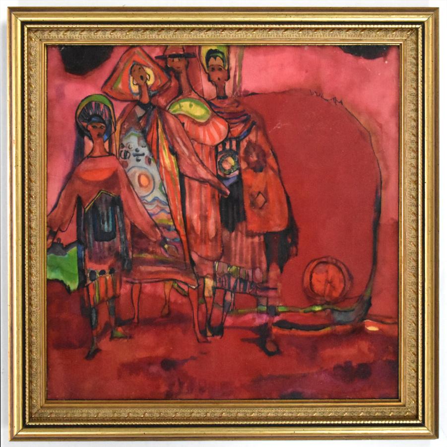 "INNO ALLA LUNA ROSSA" BATIK METÀ SECOLO - Art di Margaret Putnam
