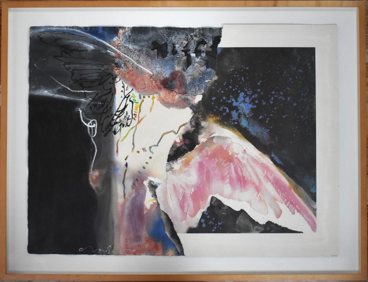 "RED WING" ABSTRACT FRAMED 27 X 35.5