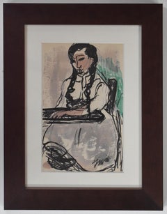 "DONNA" ACQUERELLO DELL'ARTISTA TEXANA JOSEPHINE MAHAFFEY (1903-1982)