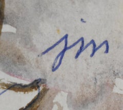 "PARCHEGGIO GRATUITO" ACQUERELLO DELL'ARTISTA TEXANA JOSEPHINE MAHAFFEY (1903-1982)