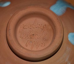 HARDING BLACK (1912-2004) POTTERY MID CENTURY MODERN BLUE DRIP BOWL 1945 TEXAS