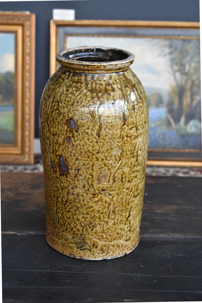 Milligan Frazier (Slave) Texas Utilitarian Art Pottery 2 gallon Jar Ash Glazed  1