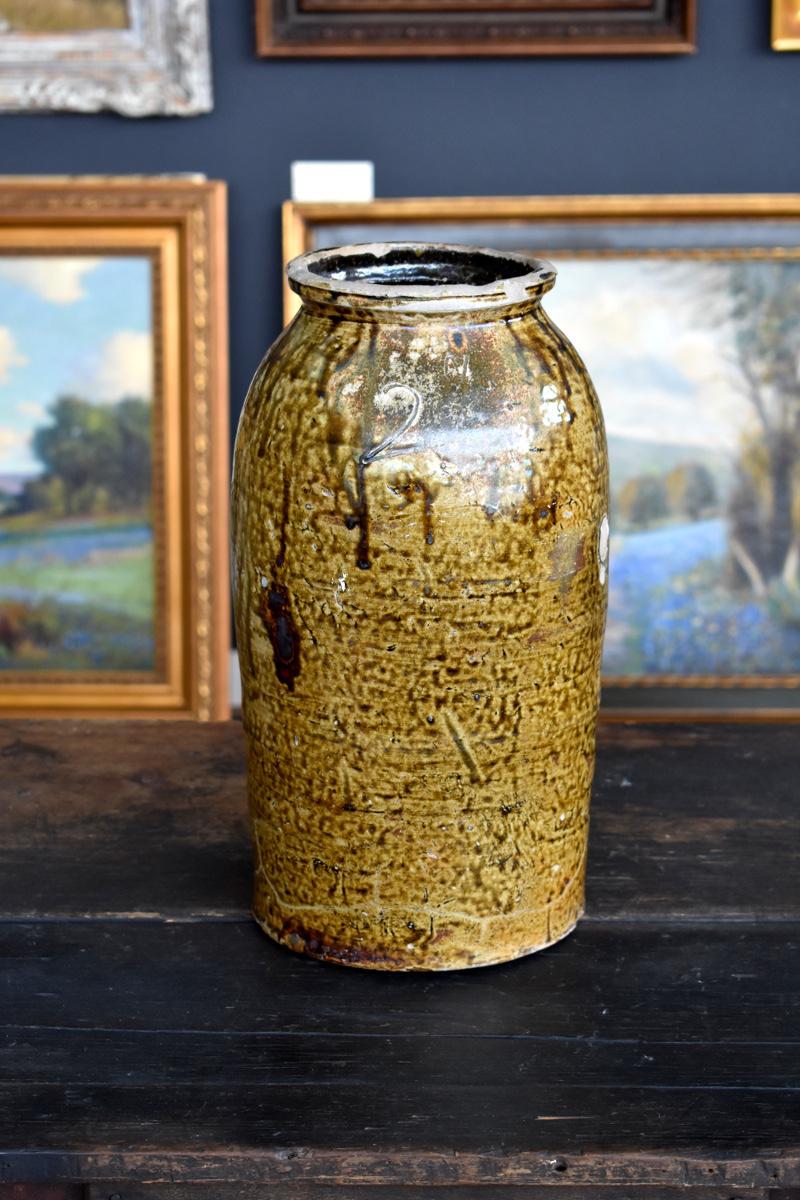 Milligan Frazier (Slave) Texas Utilitarian Art Pottery 2 gallon Jar Ash Glazed  2