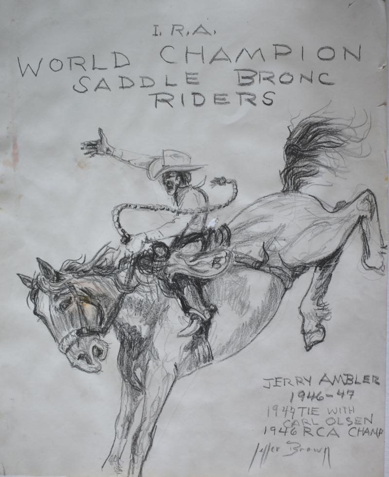  « I.R.A. WORLD CHAMPION SADDLE BRONC RIDERS » (RIDERS DE LA CHAMPION mondiale)  - Art de George 