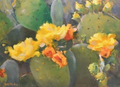 "Blooming Prickly Pear" Catcus Yellow Green Orange