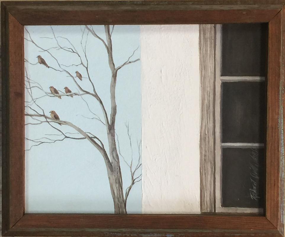 Robert Quill Johnson Landscape Painting - "SPARROWS"  TEXAS WILDLIFE WYETH LIKE !!!