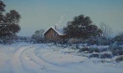 "Texas Ranch in Snow" Texas Hill Country in Snow at Dusk