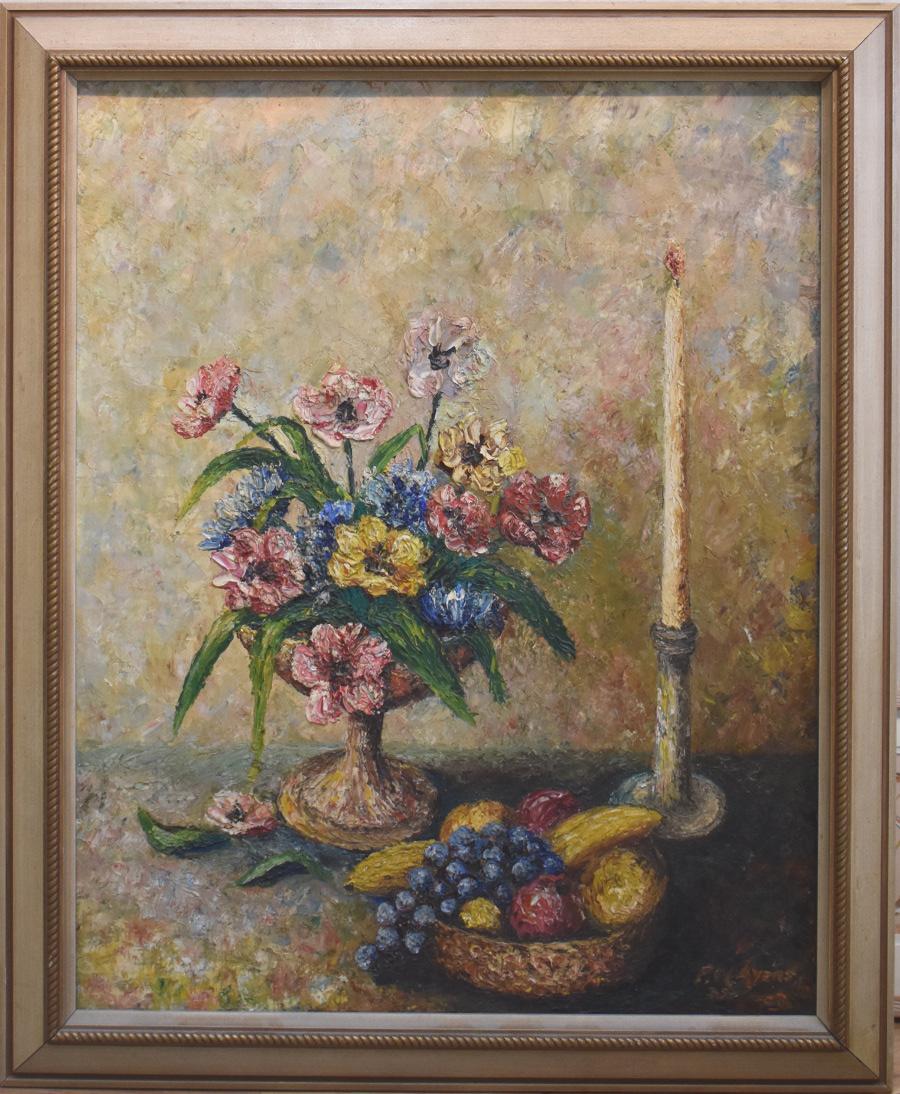 Howard Hughes VP Huges Outil d'intérieur « Still Life with Flowers and Fruit Bowl »  en vente 1