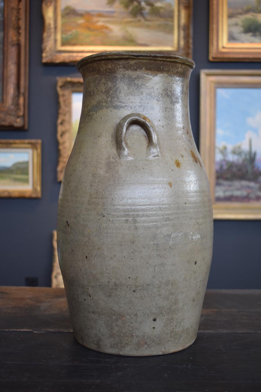Four Gallon H. Wilson Churn  Antique Texas Pottery  The RAREST OF THE RARE - Other Art Style Sculpture by H. Wilson & Company