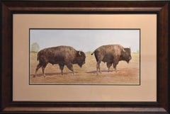 "Buffalo Stroll" Two Bison Walking Awesome Drawing