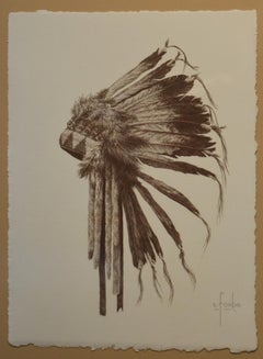 "Sioux Headdress" Eagle Feather Chief Native American Indian