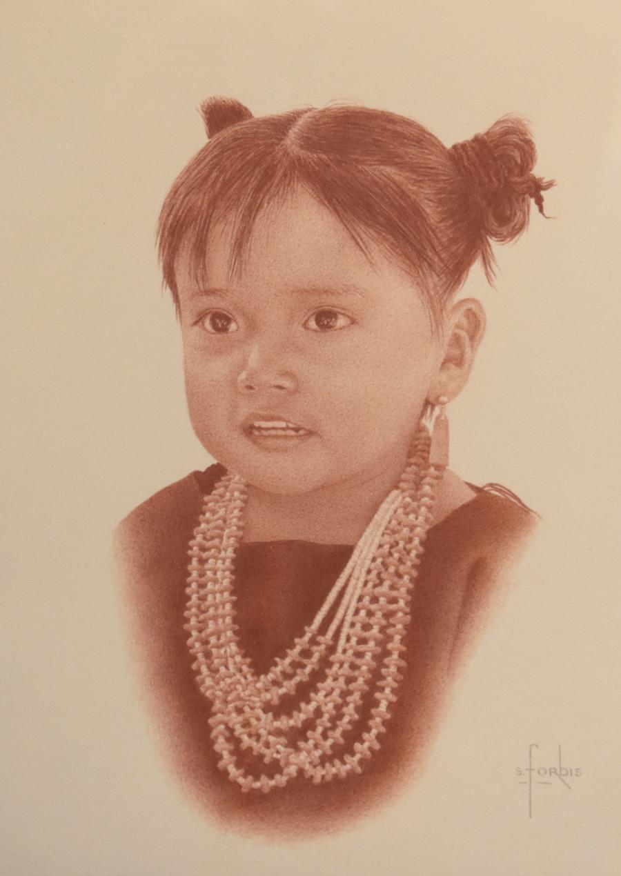 Steve Forbis Portrait - "Hopi Girl" Native American Young Girl Indian Girl