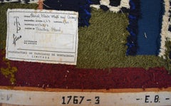 ""Floral, Black, White & Orange" MCM Mid Century Modern Tapestry  Texas Artist