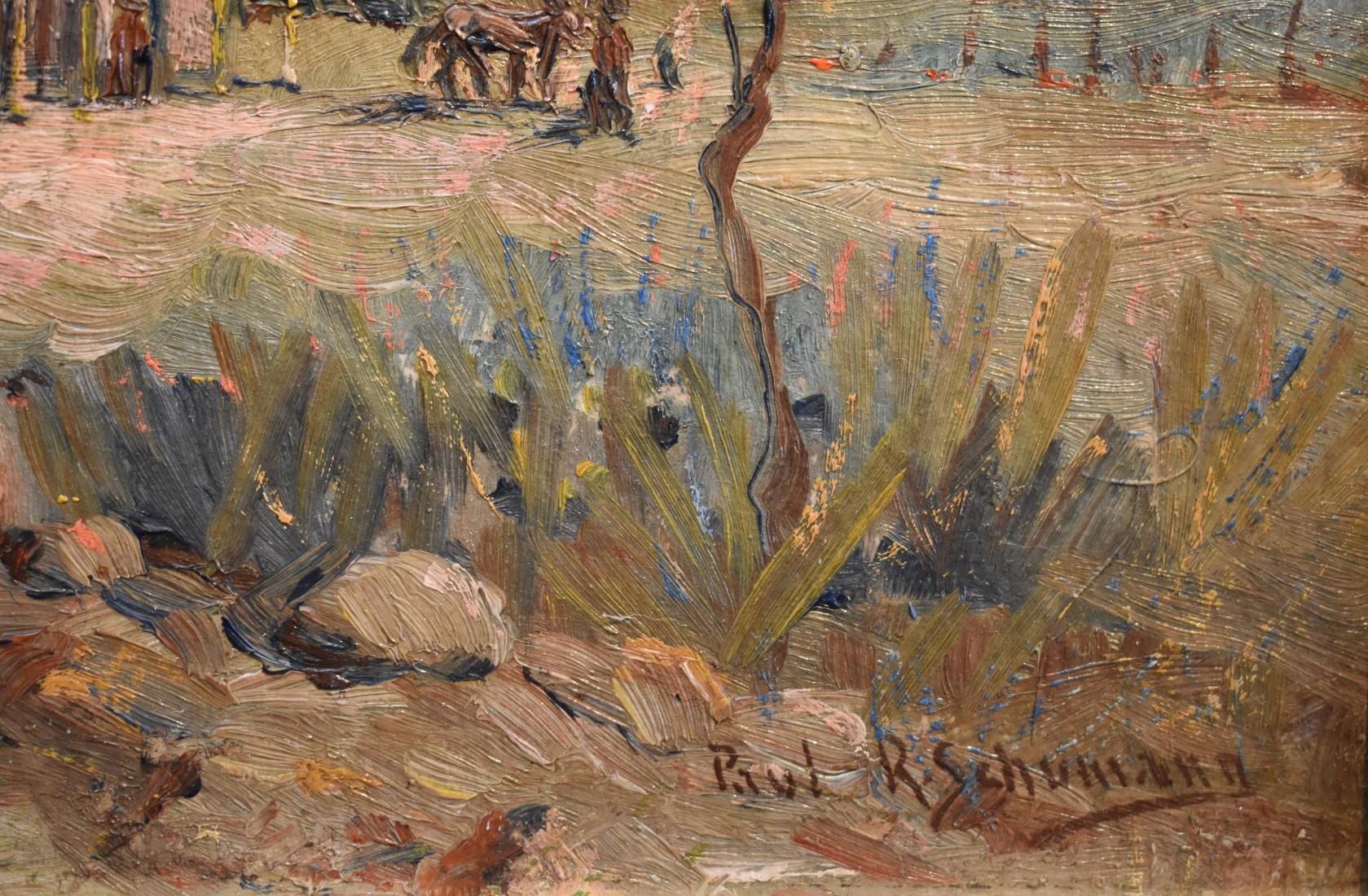 Paar frühe New Mexico Landschaften mit Strukturen Schwerer Impasto Galveston Künstler im Angebot 1
