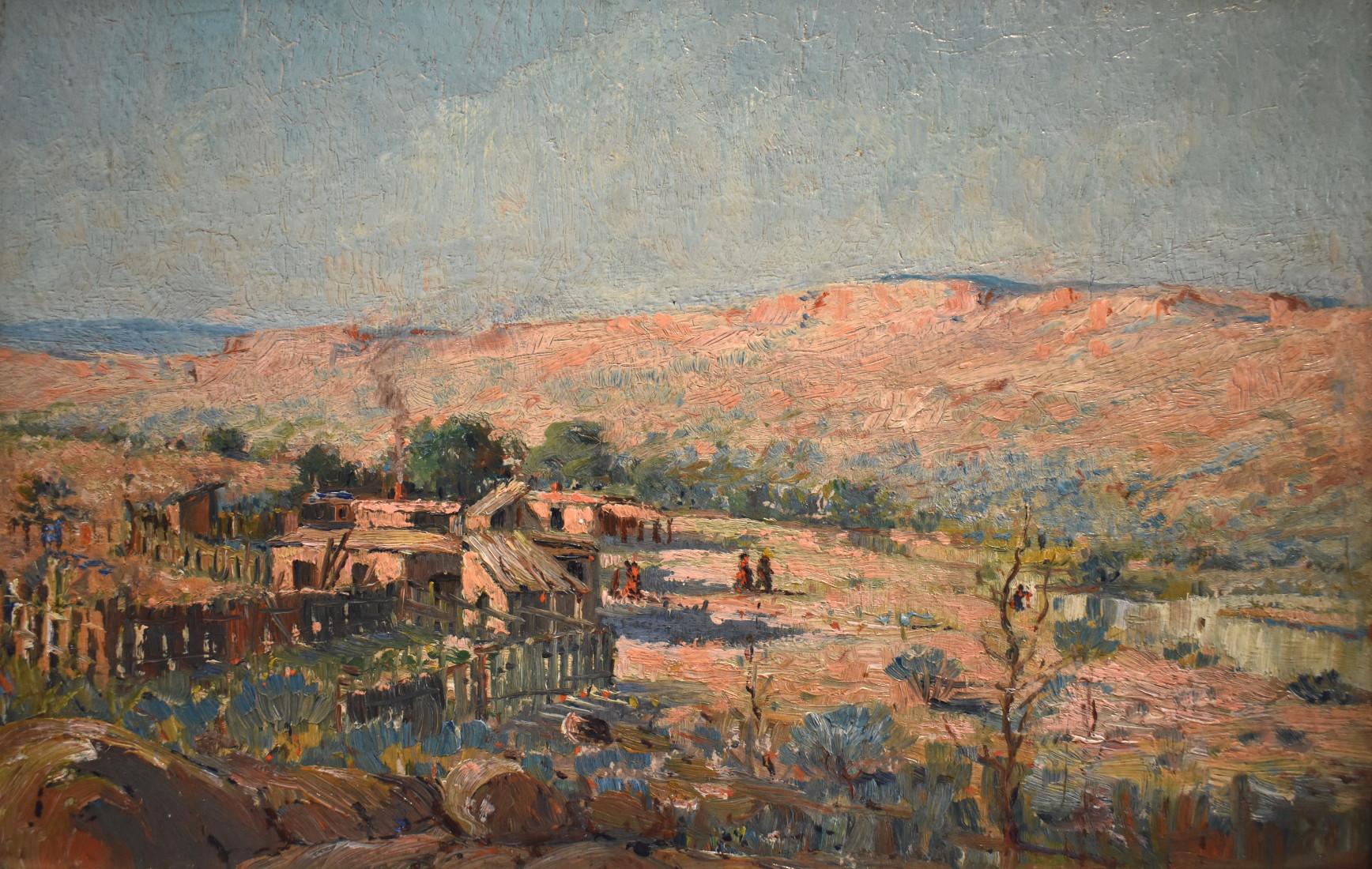 Paar frühe New Mexico Landschaften mit Strukturen Schwerer Impasto Galveston Künstler im Angebot 7