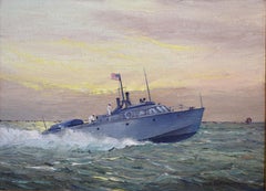 Navy or Coast Guard 1930s Pursuit Boat   Galveston Texas Artist Texas Coast