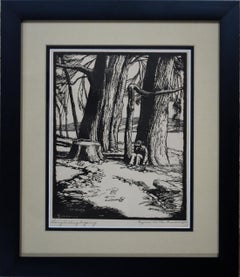 "Live Oaks" & "Cypress on the Guadalupe" Texas River Hill Country Pair of Lithos