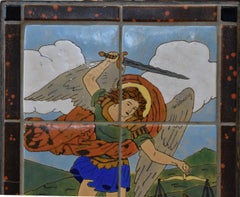 "SCENIC ART TILE TABLE" San Jose Pottery St. Michael the Archangel San Jose Tile