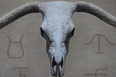"Texas Hallmarks" Texas Longhorn Skull Colored Pencil Famous Texas Ranch Brands