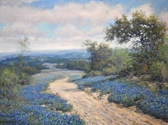 "A TEXAS TRAIL"  Texas Hill Country.  Texas Ranch Bluebonnets