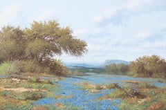 "Bluebonnets"  Texas Hill Country.  Ranch Cactus & Coreopsis Wildflowers