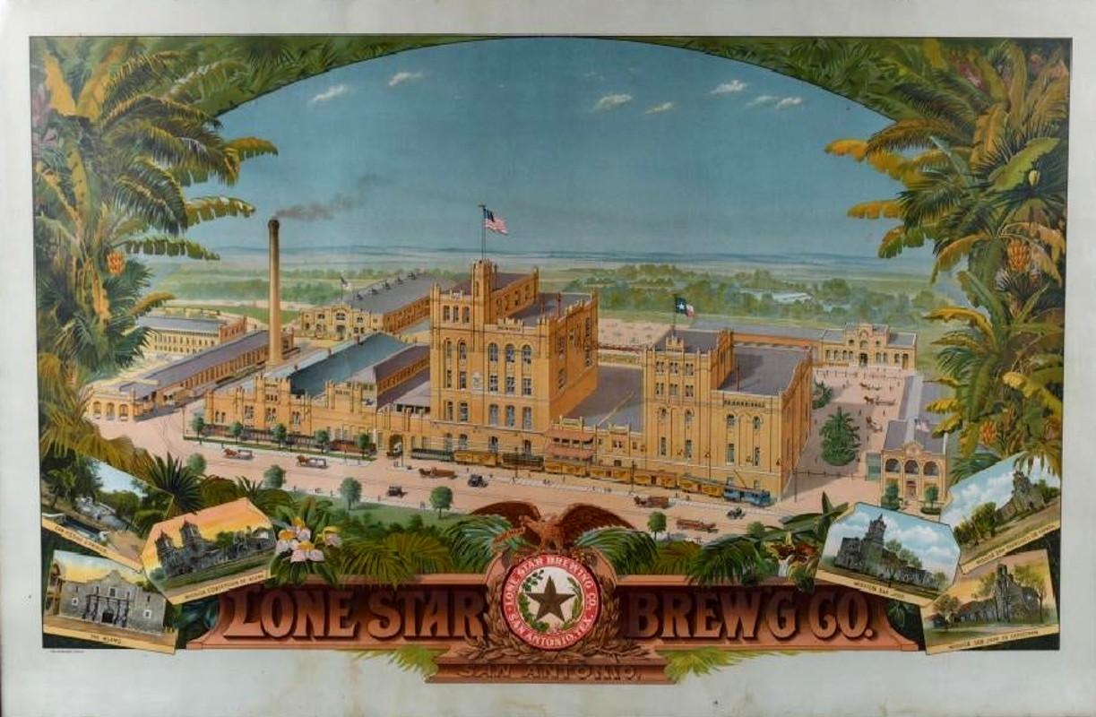 LONE STAR BEER BREWERY LITHOGRAPH. DATED 1903. LARGE SAN ANTONIO TEXAS BEER 2
