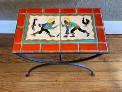 "COCK FIGHT"  SAN JOSE TILE TABLE 1940S